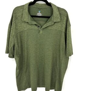 KUHL Mens Khaki Green Textured Short Sleeve Collared Polo Shirt XXXL